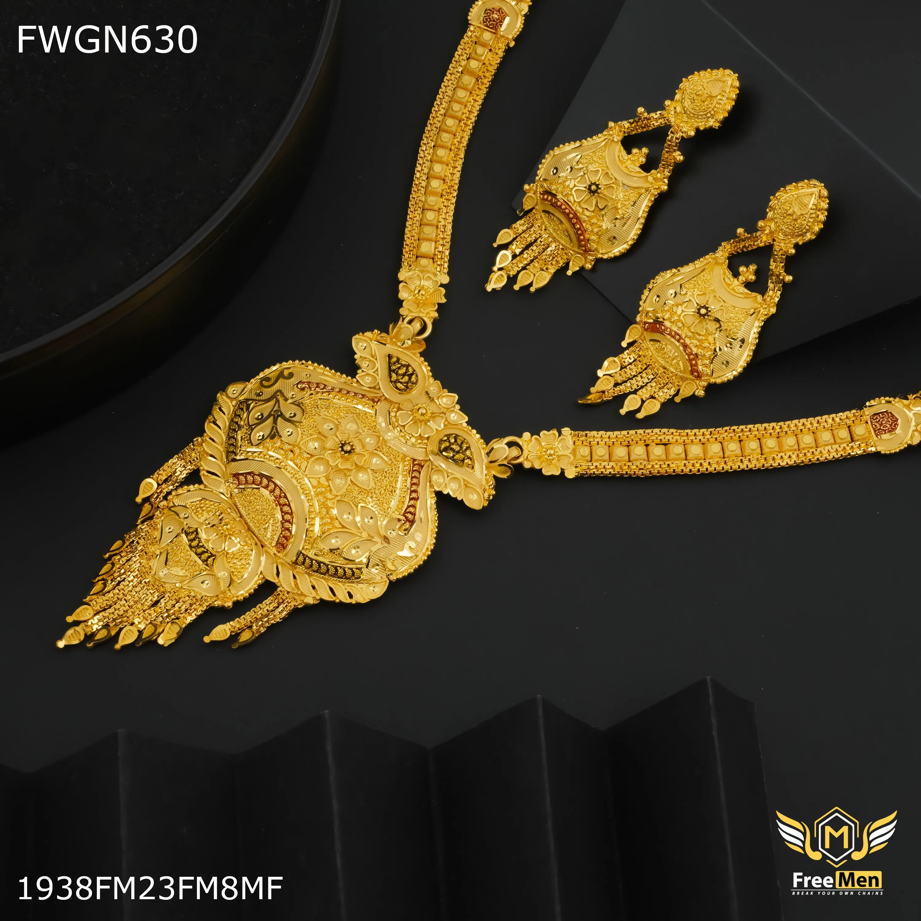 Freemen 1MG Traditional Rani Haar Long Set With Earring for women - FWGN630