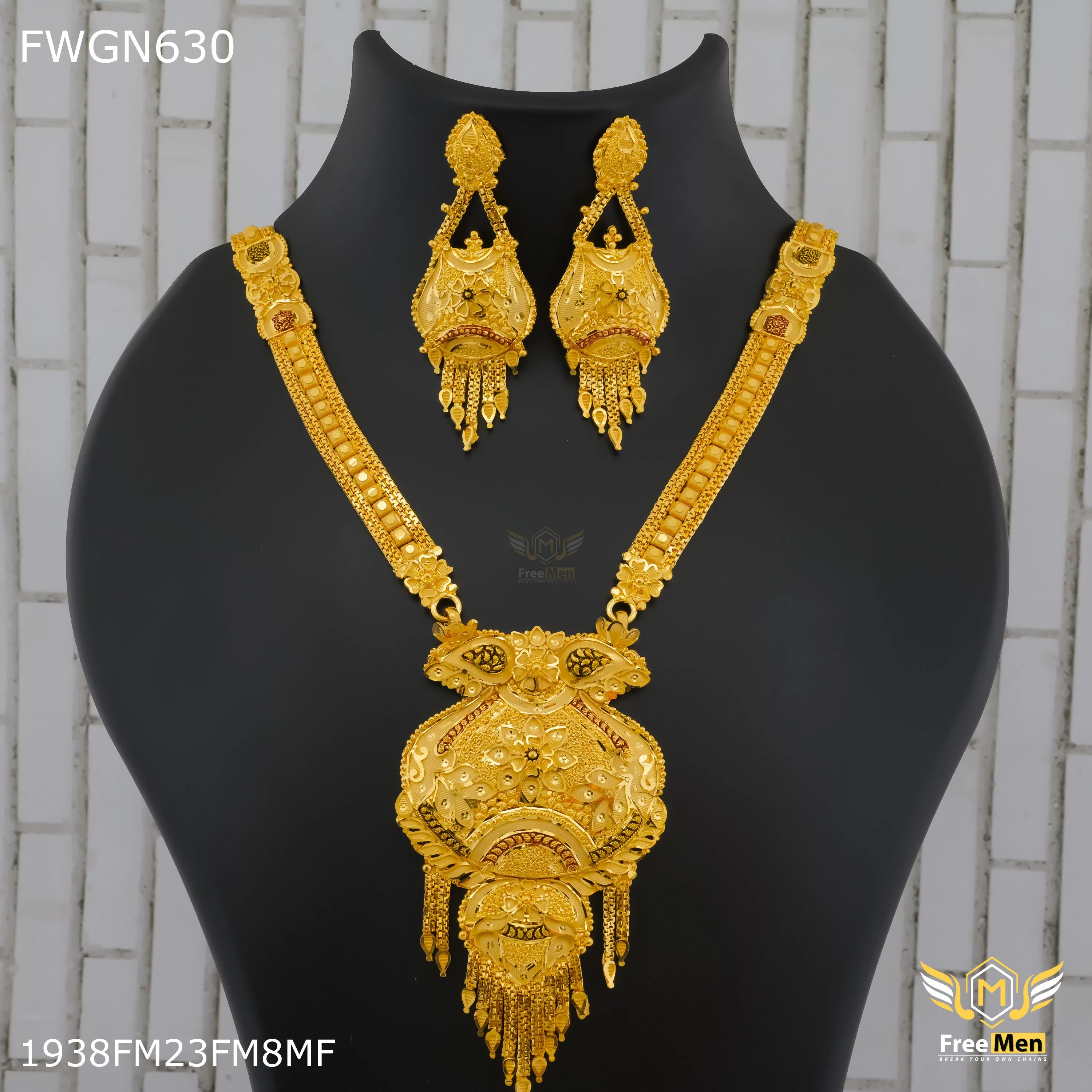 Freemen 1MG Traditional Rani Haar Long Set With Earring for women - FWGN630