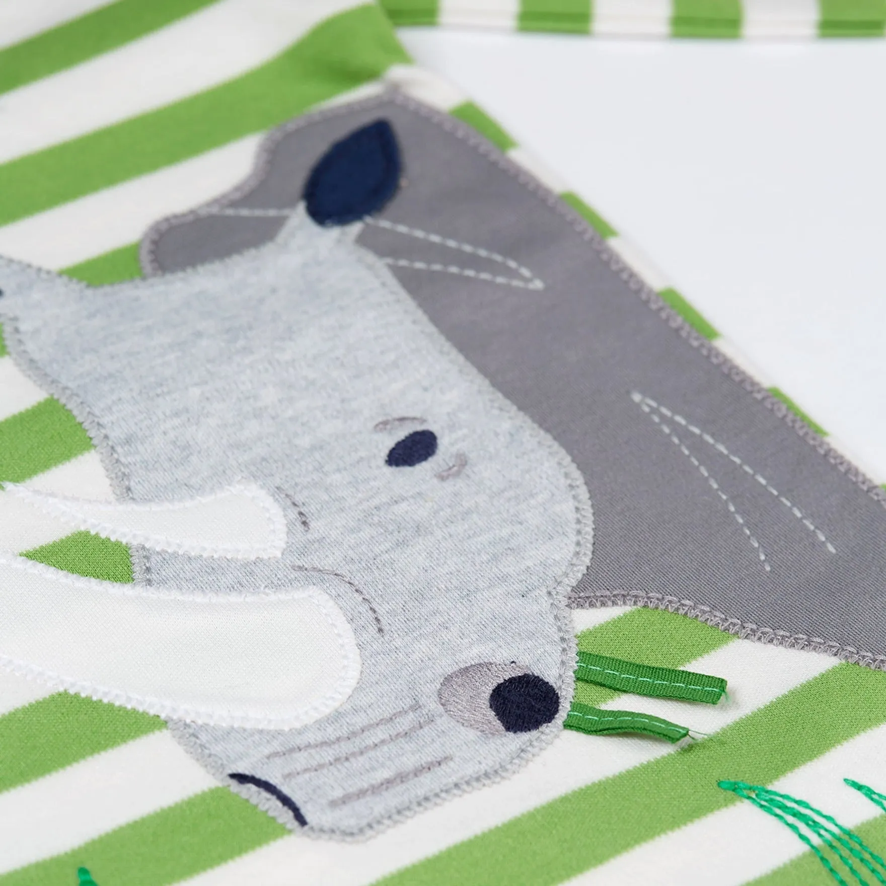 Frugi Discovery Applique Top - Kiwi Stripe / Rhino