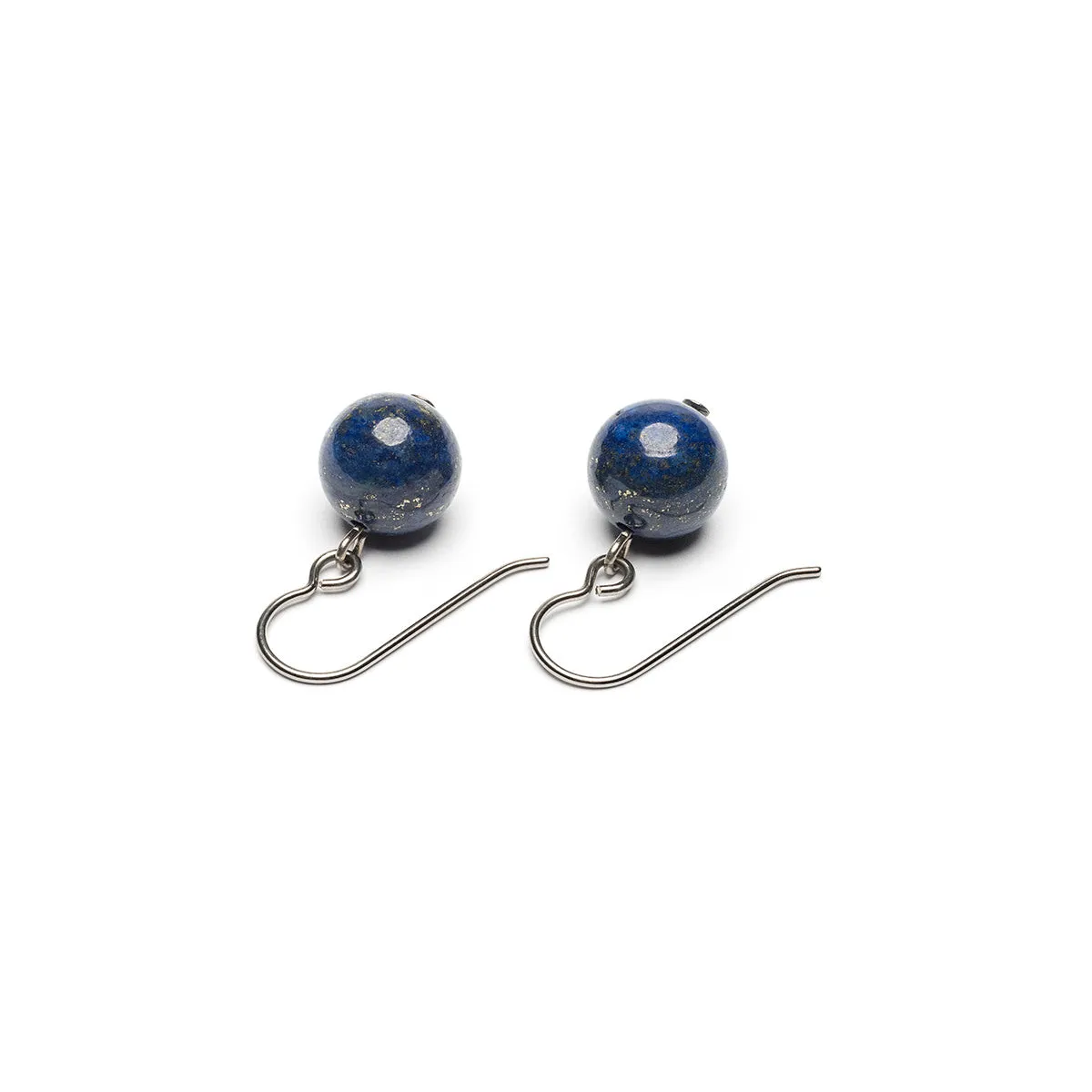 Genuine Lapis Niobium French Hook Earrings