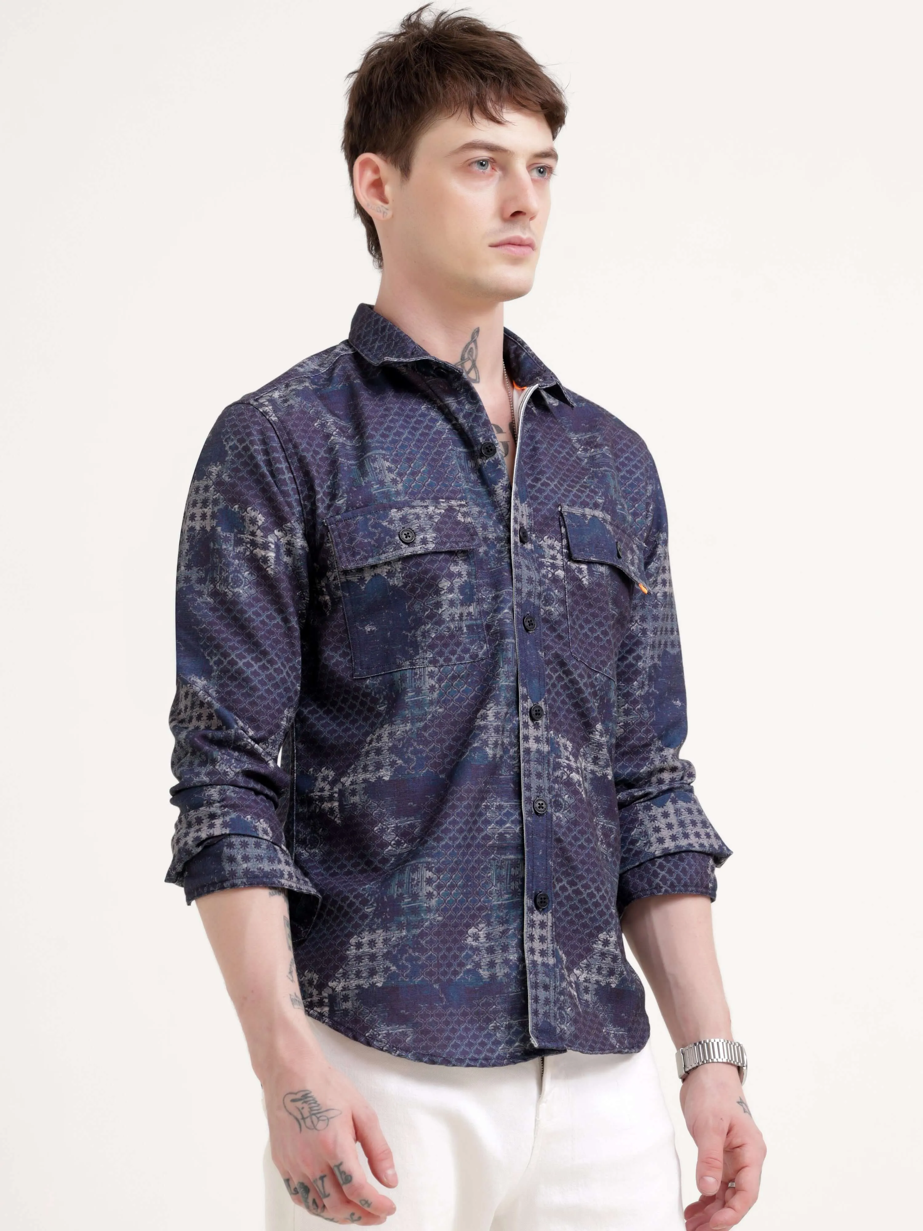 Geometric abstract indigo Overshirt