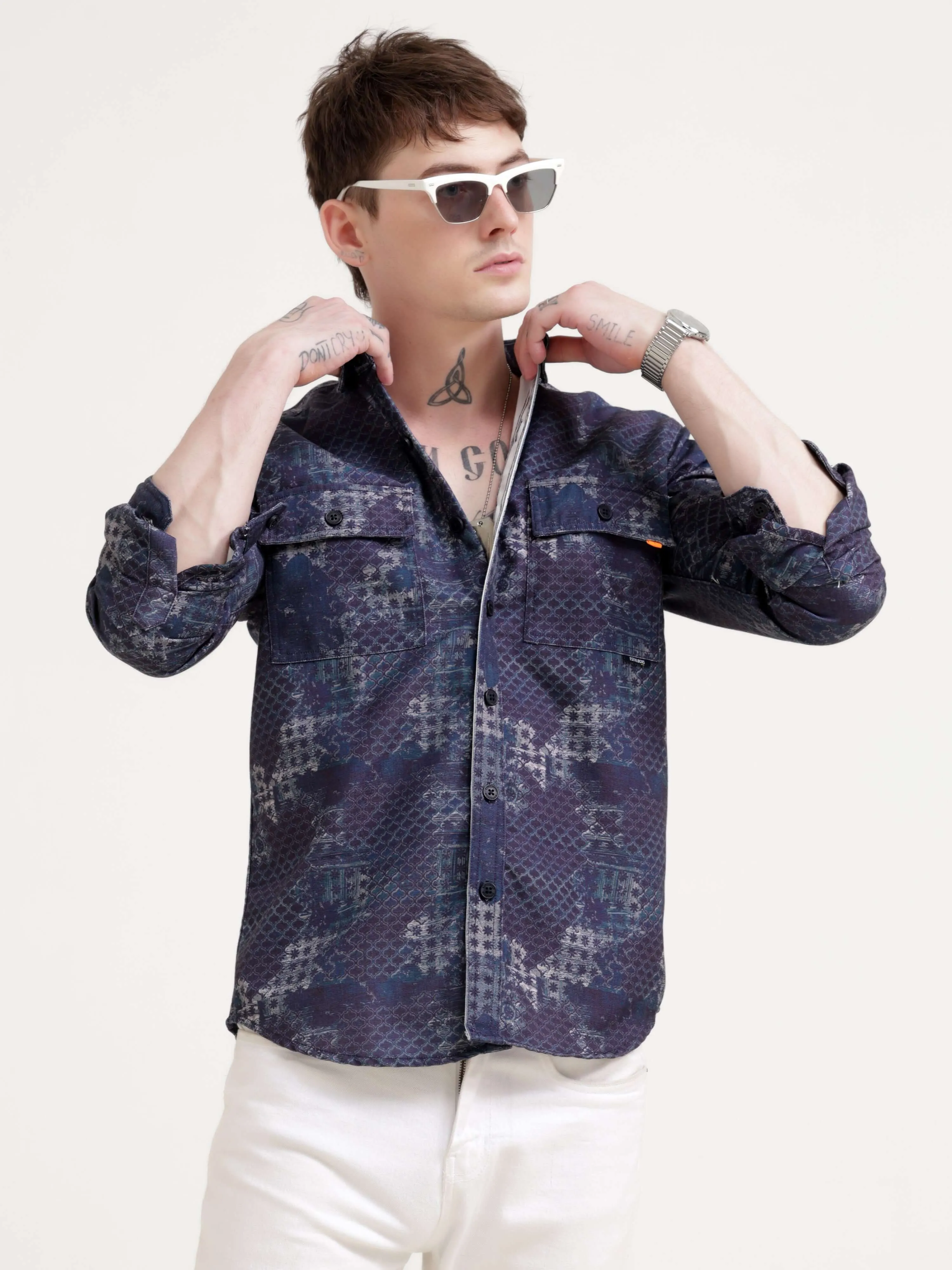 Geometric abstract indigo Overshirt