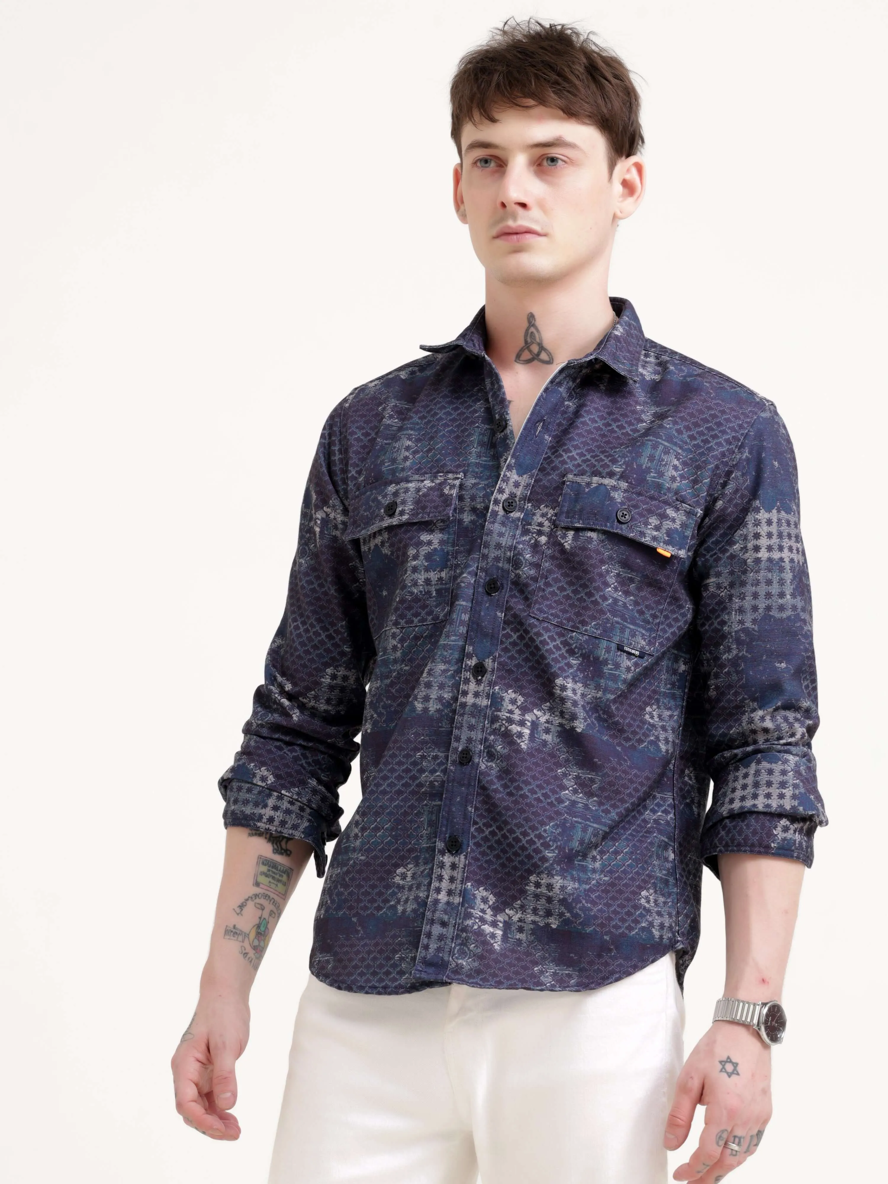 Geometric abstract indigo Overshirt