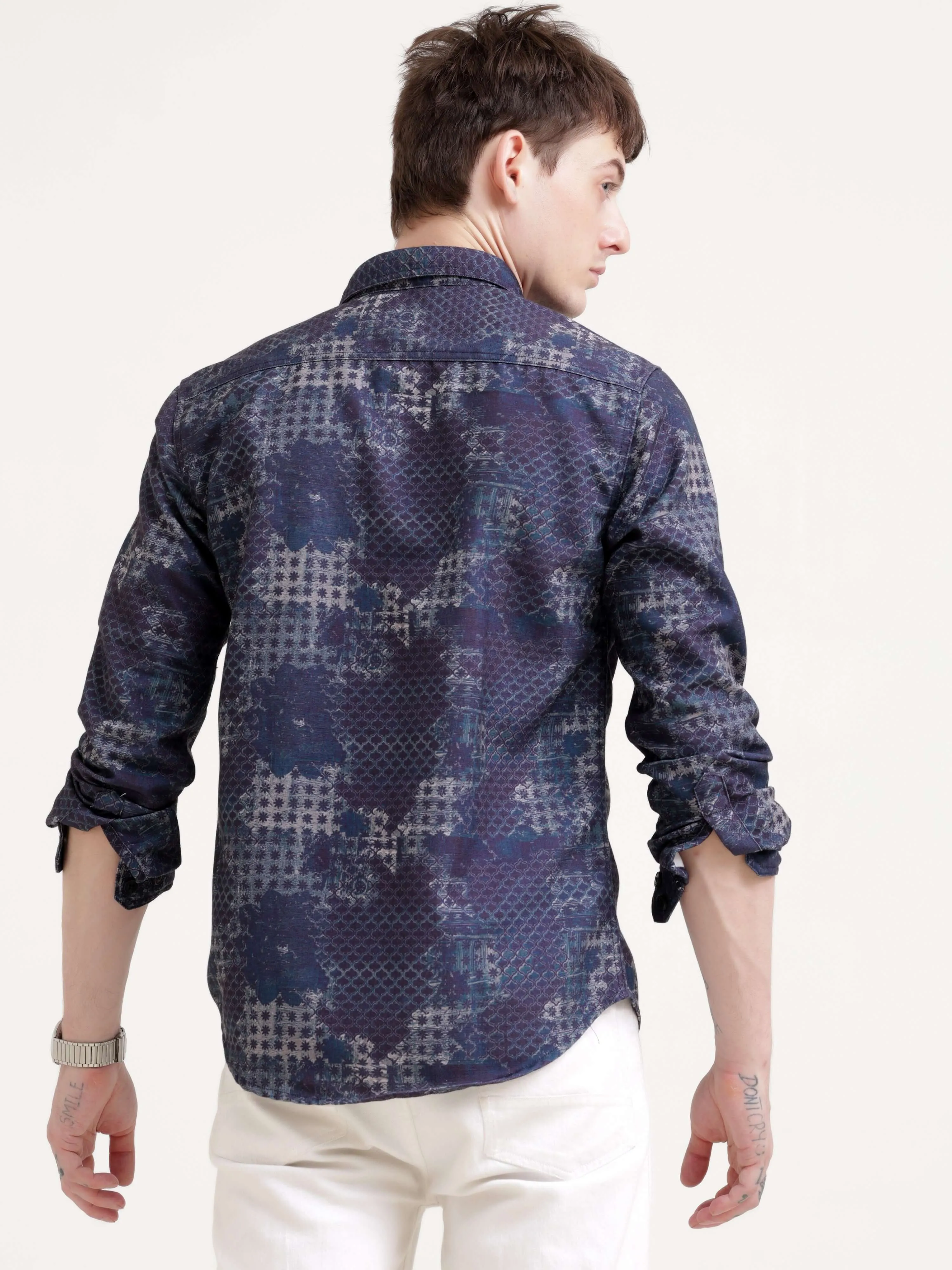 Geometric abstract indigo Overshirt