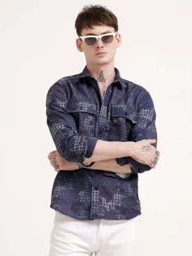 Geometric abstract indigo Overshirt