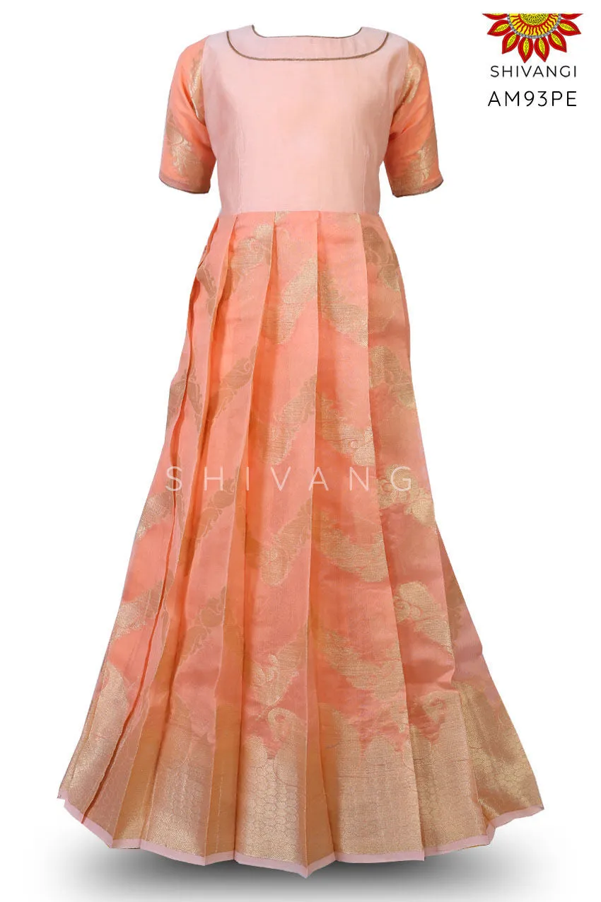 Girl Peach Mango Waves Long Gown