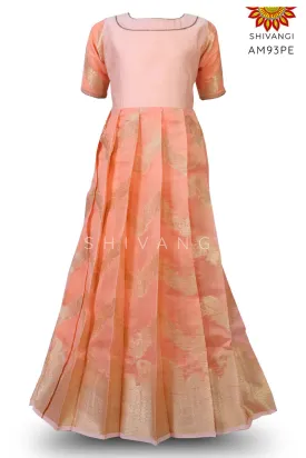 Girl Peach Mango Waves Long Gown