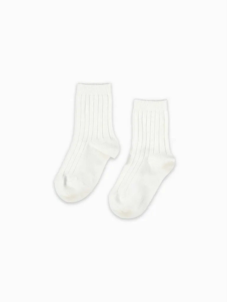 girls white ribbed short socks