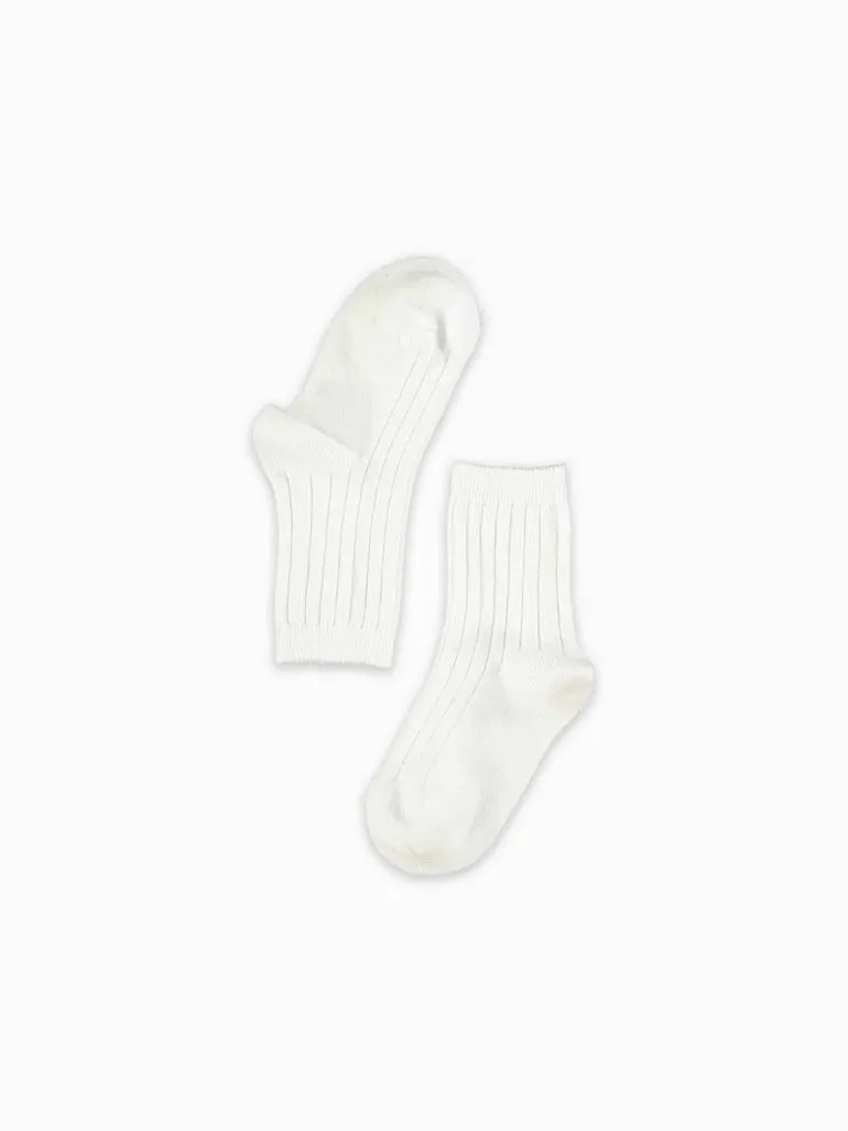 girls white ribbed short socks