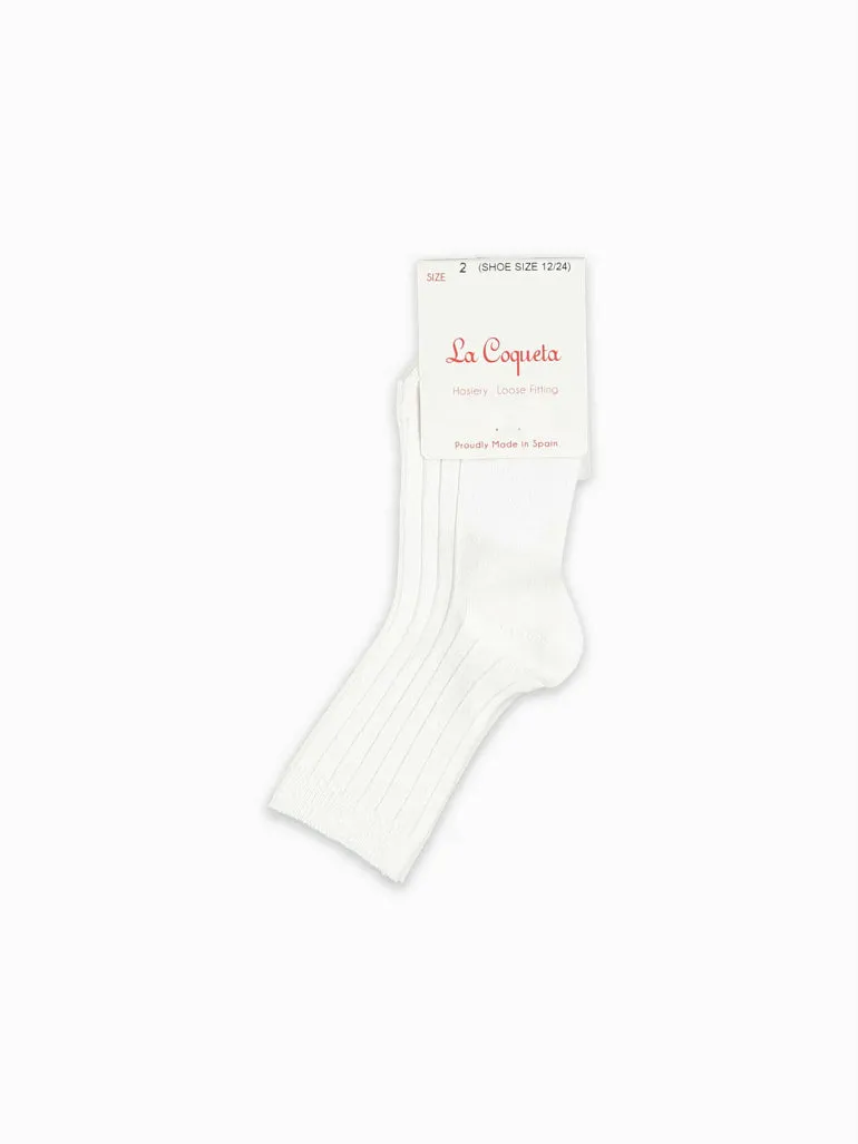 girls white ribbed short socks