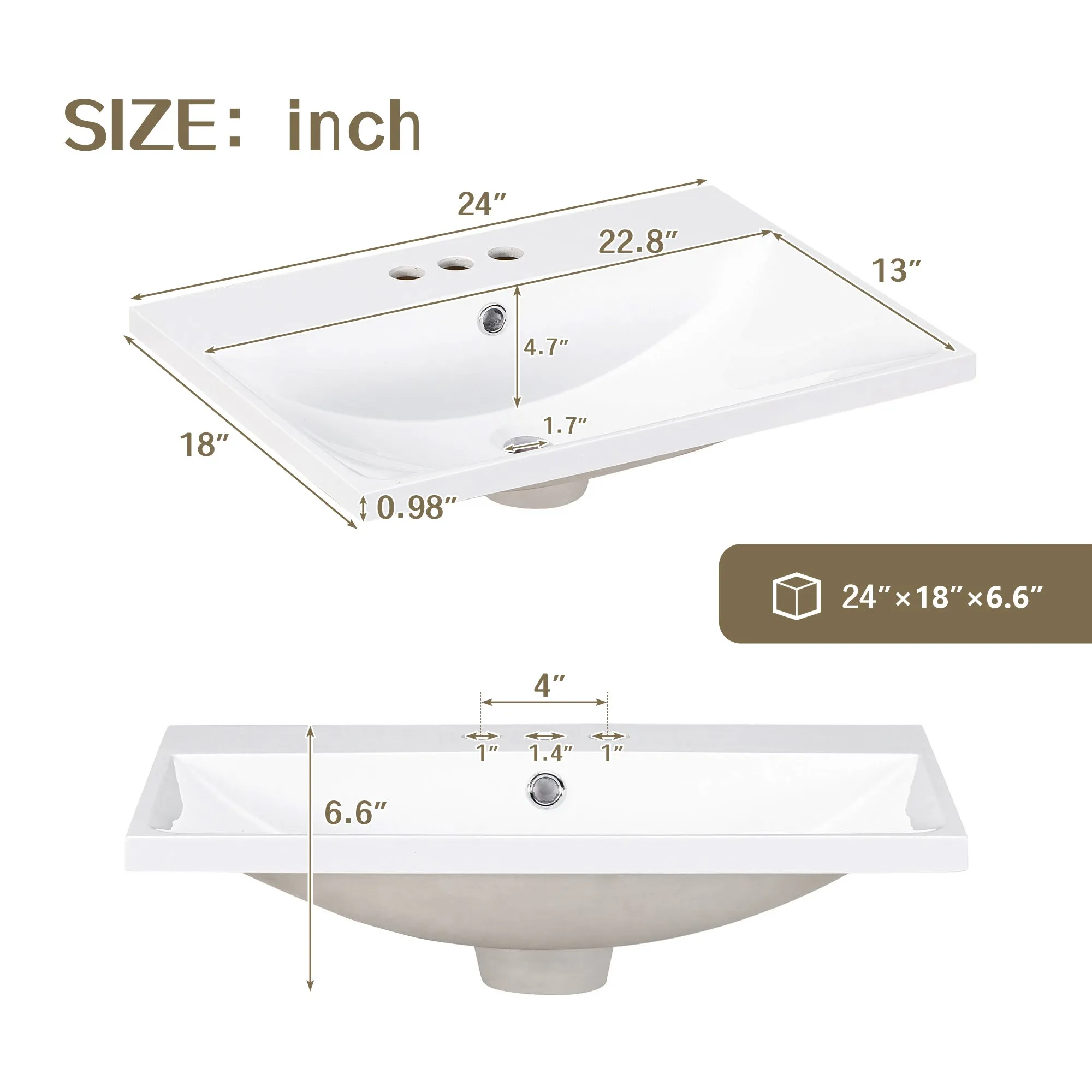 Gold Frame  Bathroom Vanity  - White