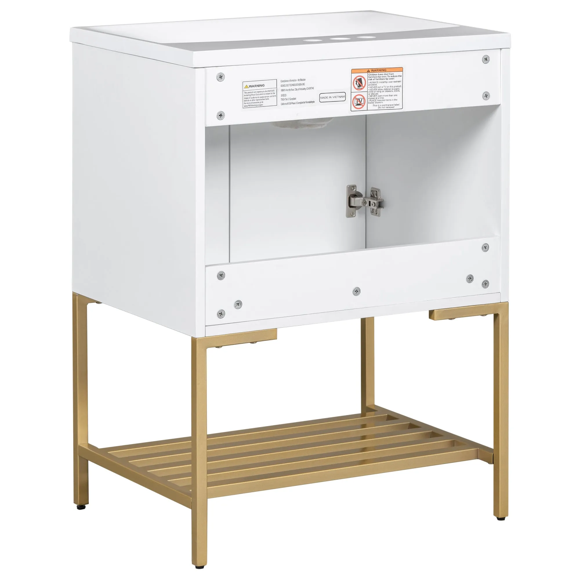 Gold Frame  Bathroom Vanity  - White