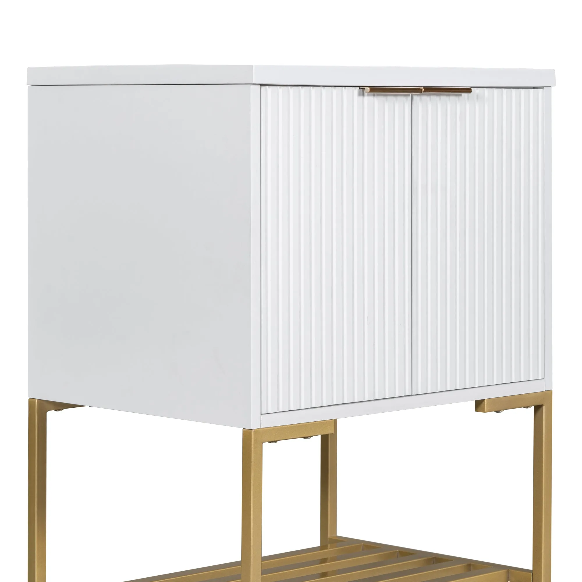 Gold Frame  Bathroom Vanity  - White