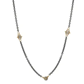 Gray Diamond Textile Station Necklace