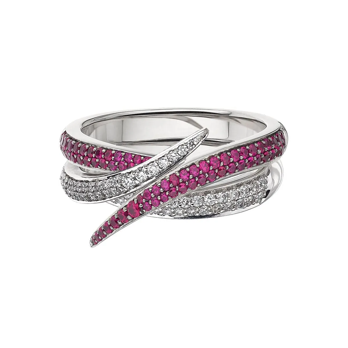 Interlocking Single Ring - 18ct White Gold & Pink Sapphire