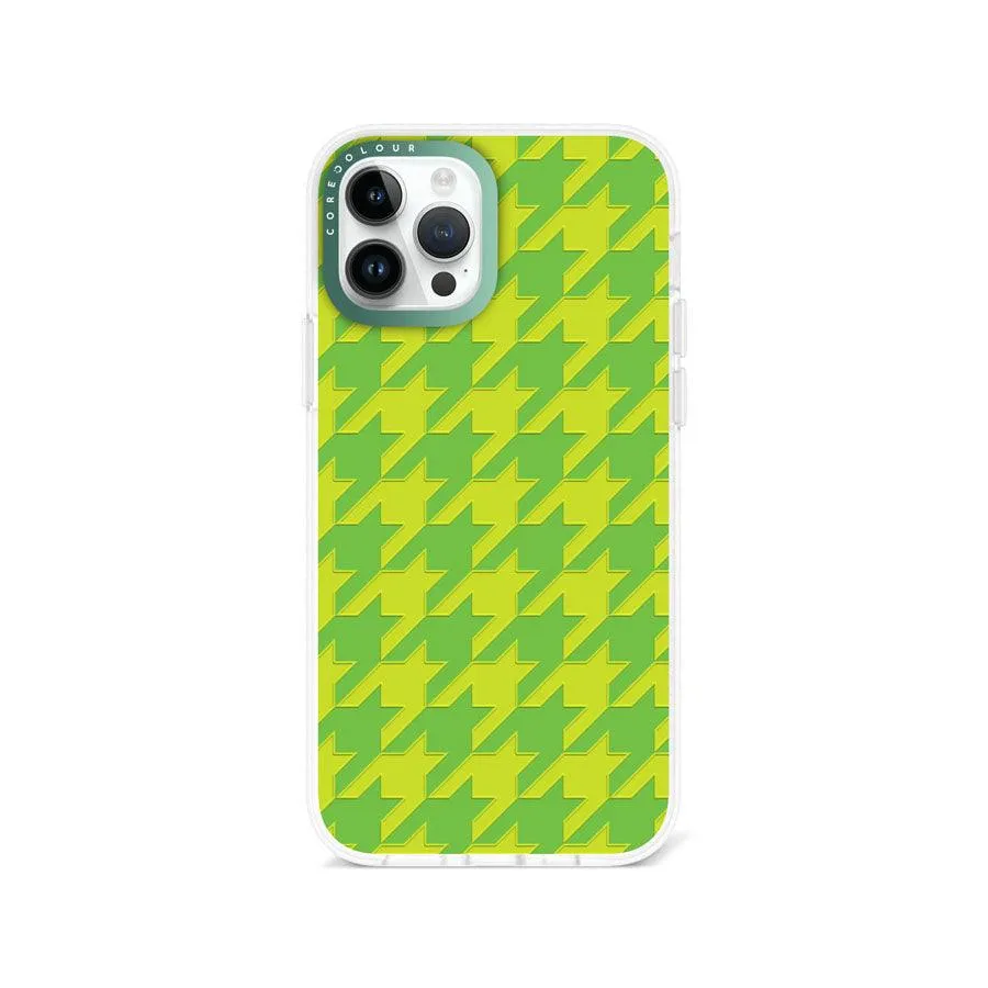 iPhone 12 Pro Green Houndstooth Phone Case