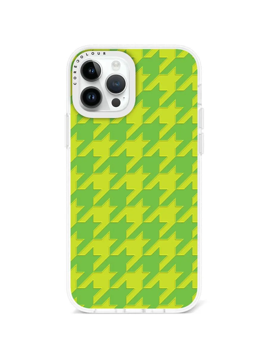 iPhone 12 Pro Green Houndstooth Phone Case