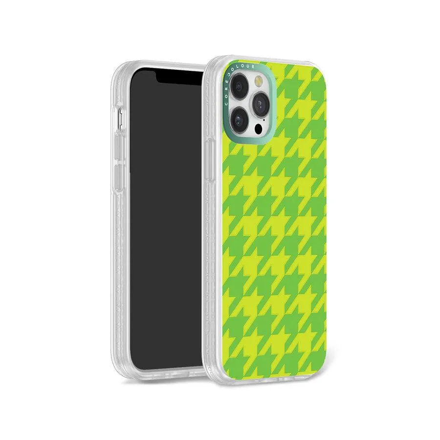 iPhone 12 Pro Green Houndstooth Phone Case