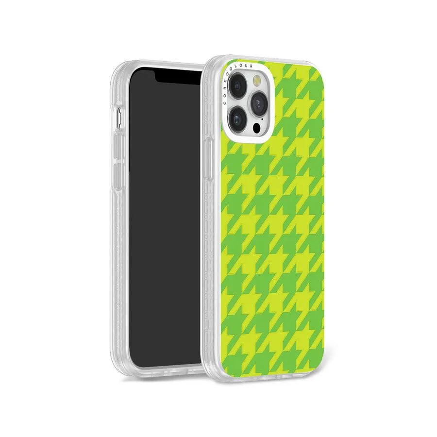 iPhone 12 Pro Green Houndstooth Phone Case