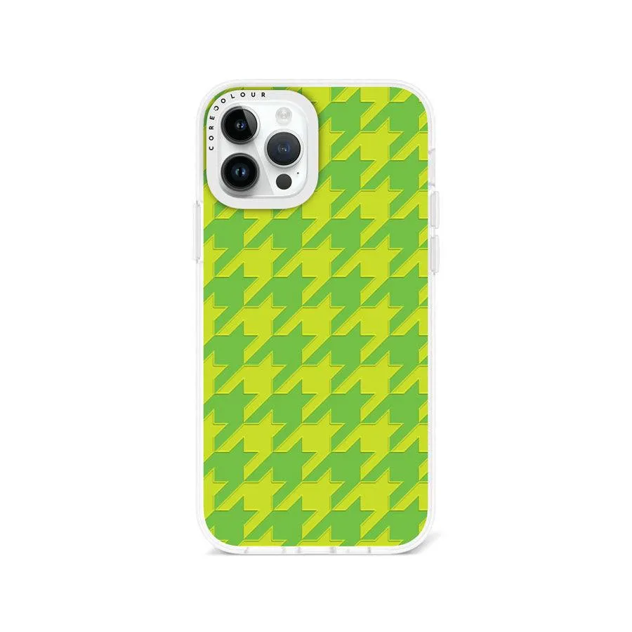 iPhone 12 Pro Green Houndstooth Phone Case