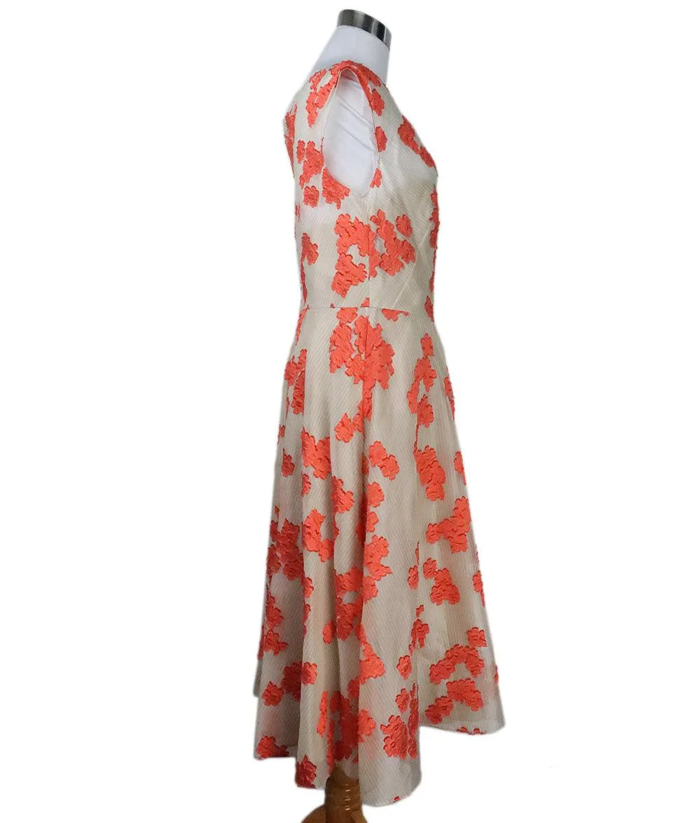 Lela Rose Orange & Beige Floral Dress sz 6