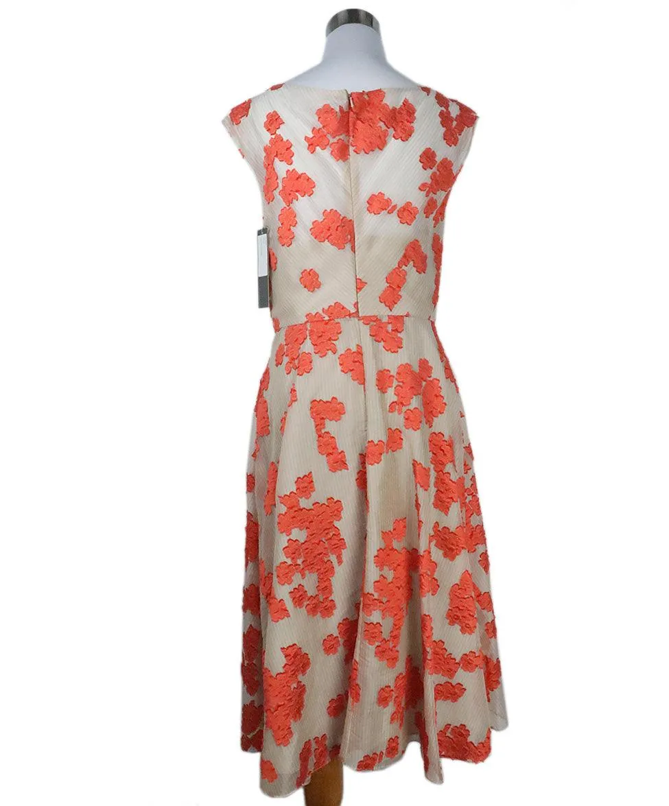 Lela Rose Orange & Beige Floral Dress sz 6