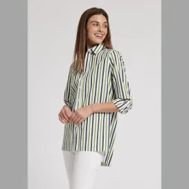 Lime and Navy Striped Shirt