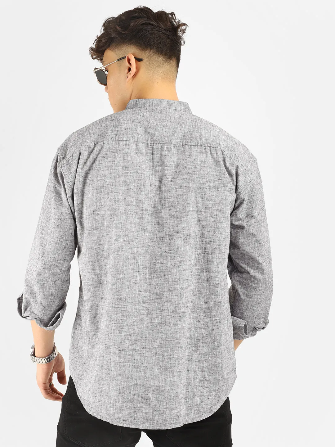 Linen Mericle Grey Short Kurta