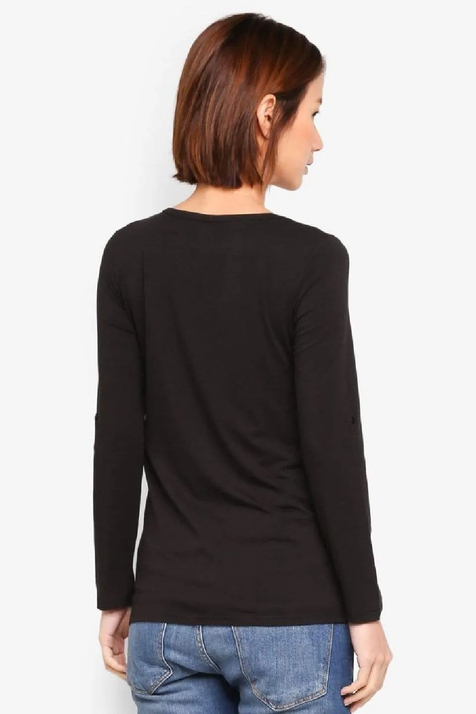 Long Sleeved Venus Pleats Row Nursing Top Black