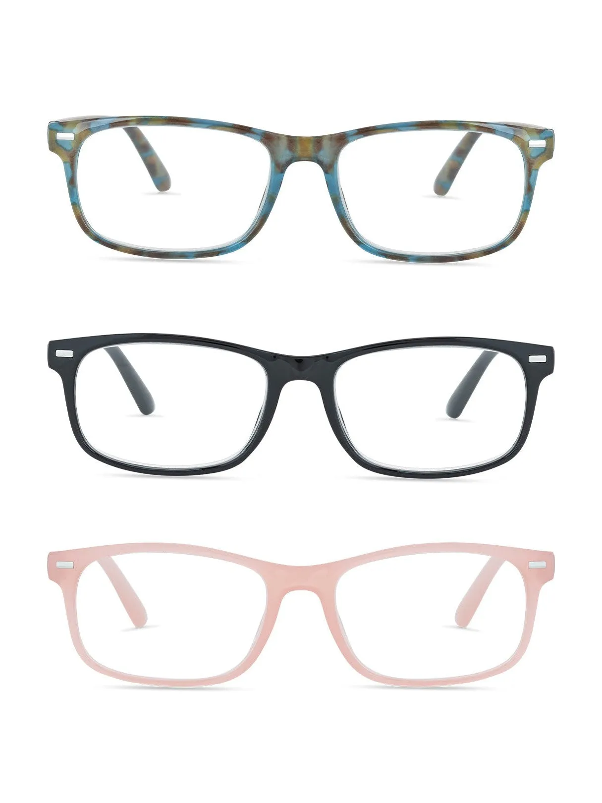 LOU 3-Pack Premium Reading Glasses with "FOCUS" Signature Font