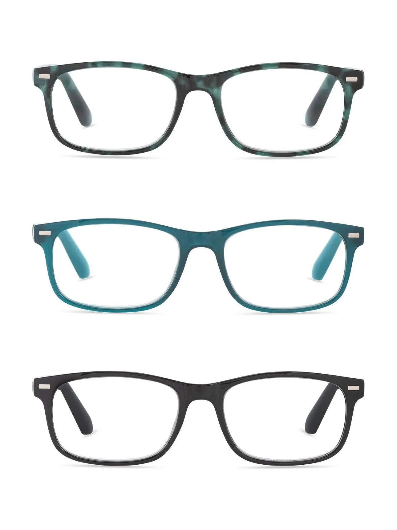 LOU 3-Pack Premium Reading Glasses with "FOCUS" Signature Font