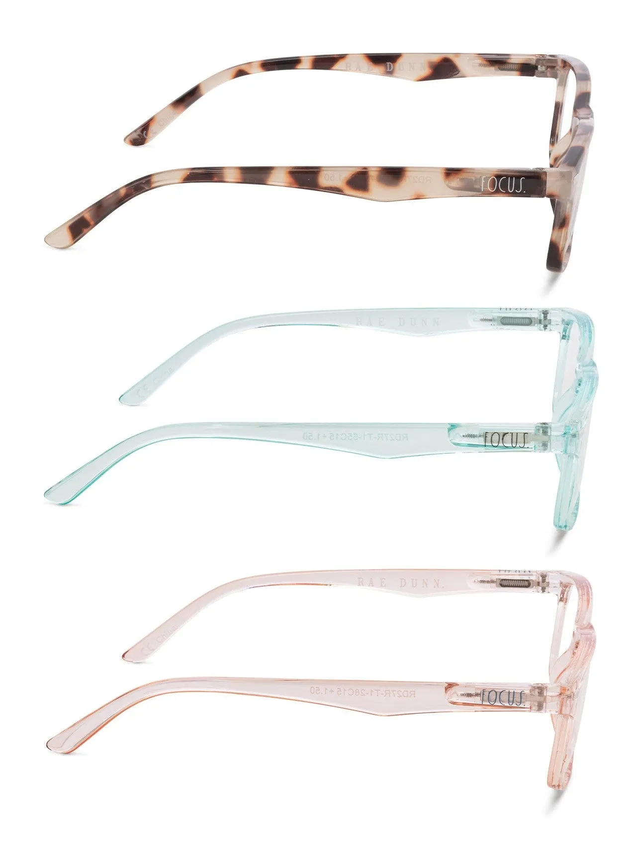 LOU 3-Pack Premium Reading Glasses with "FOCUS" Signature Font