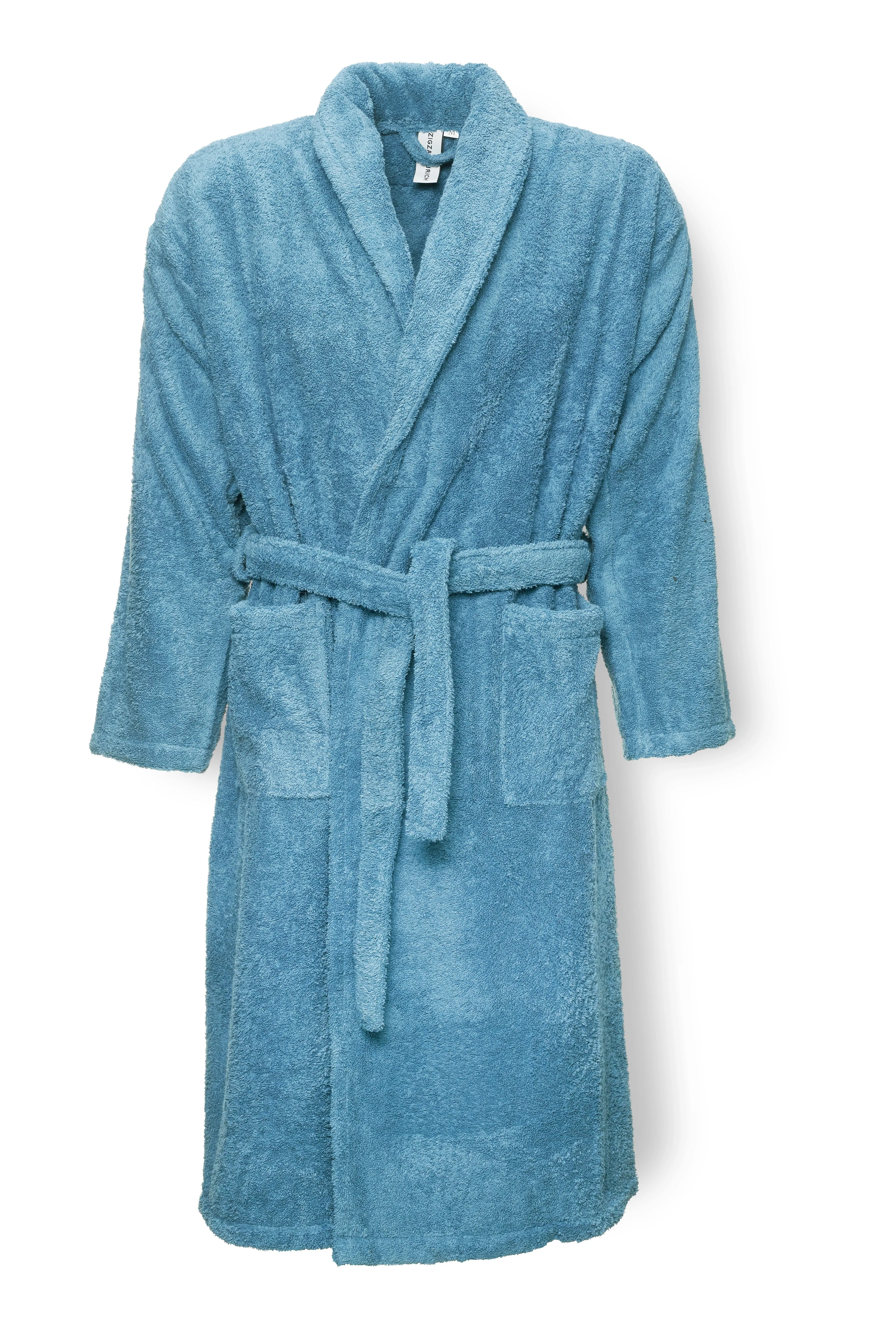 Luxury Cotton Bathrobe "Terry" in Pigeon Blue Color