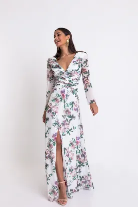 Matilde Cano Ivory Floral Dress 2406