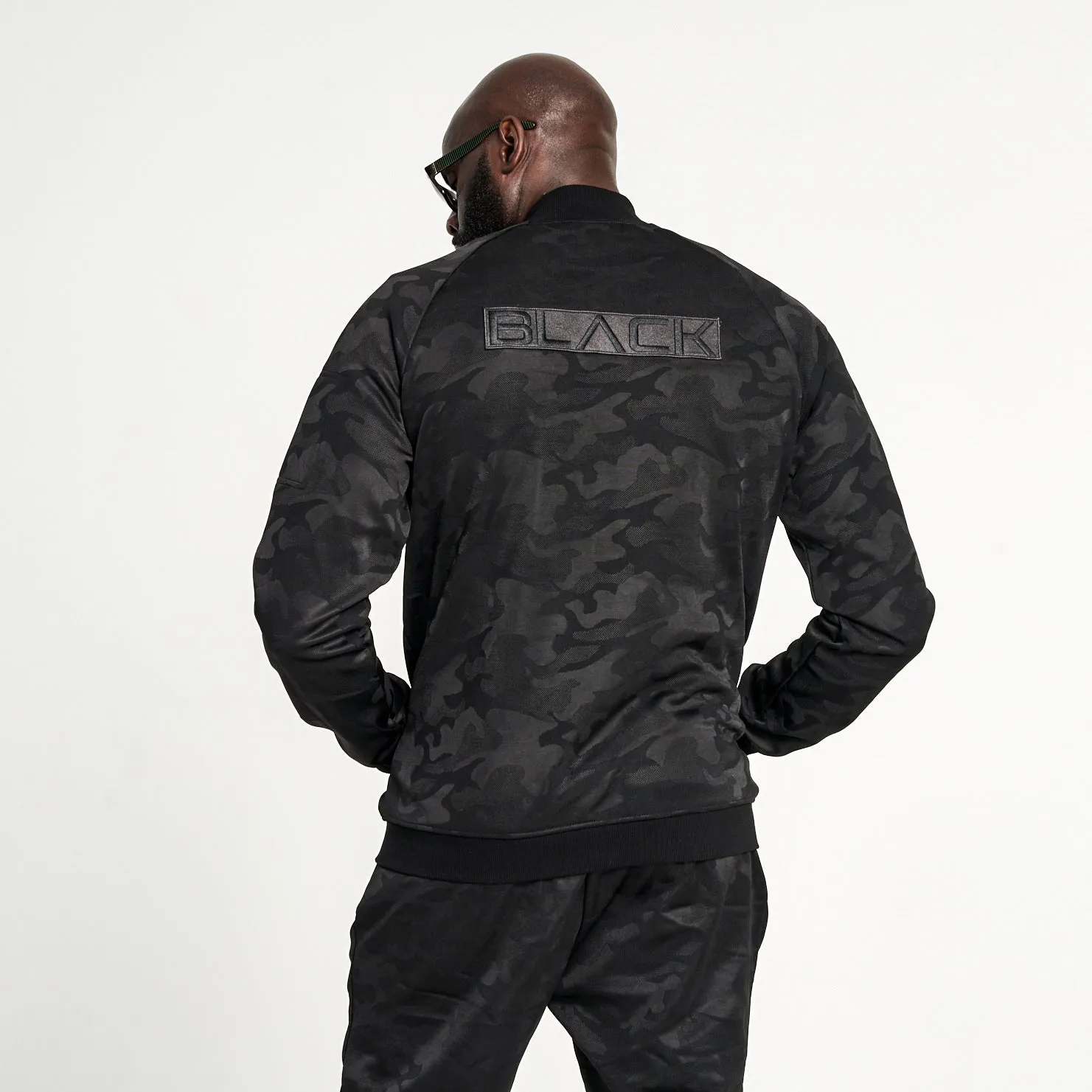 Men's Black Camo Luxe Bomber