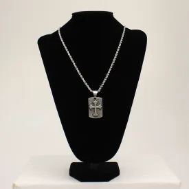 Men's Floral Cross Dog Tag Necklace