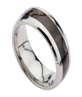 Men's Titanium Ring with Brazilian Rosewood Center Inlay | 8mm