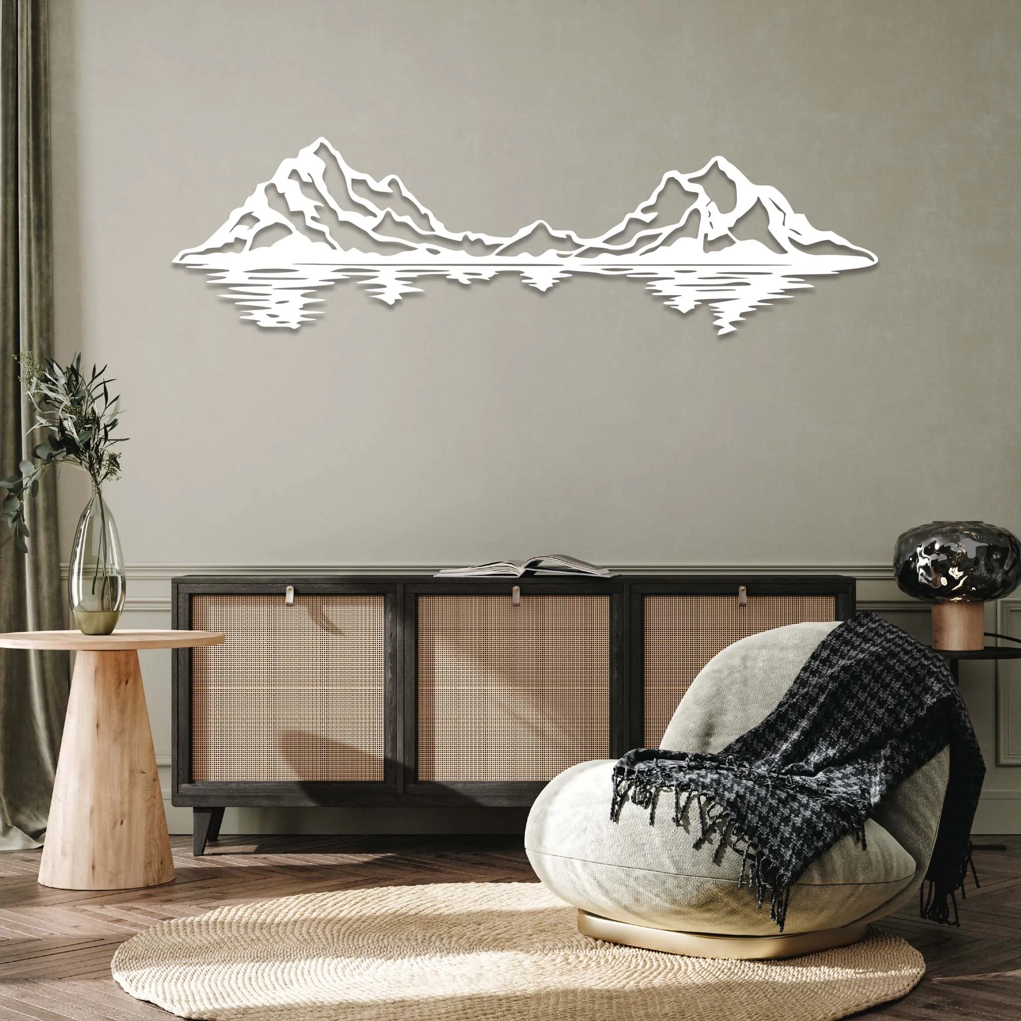 Mountain Range Reflection - Metal Wall Art