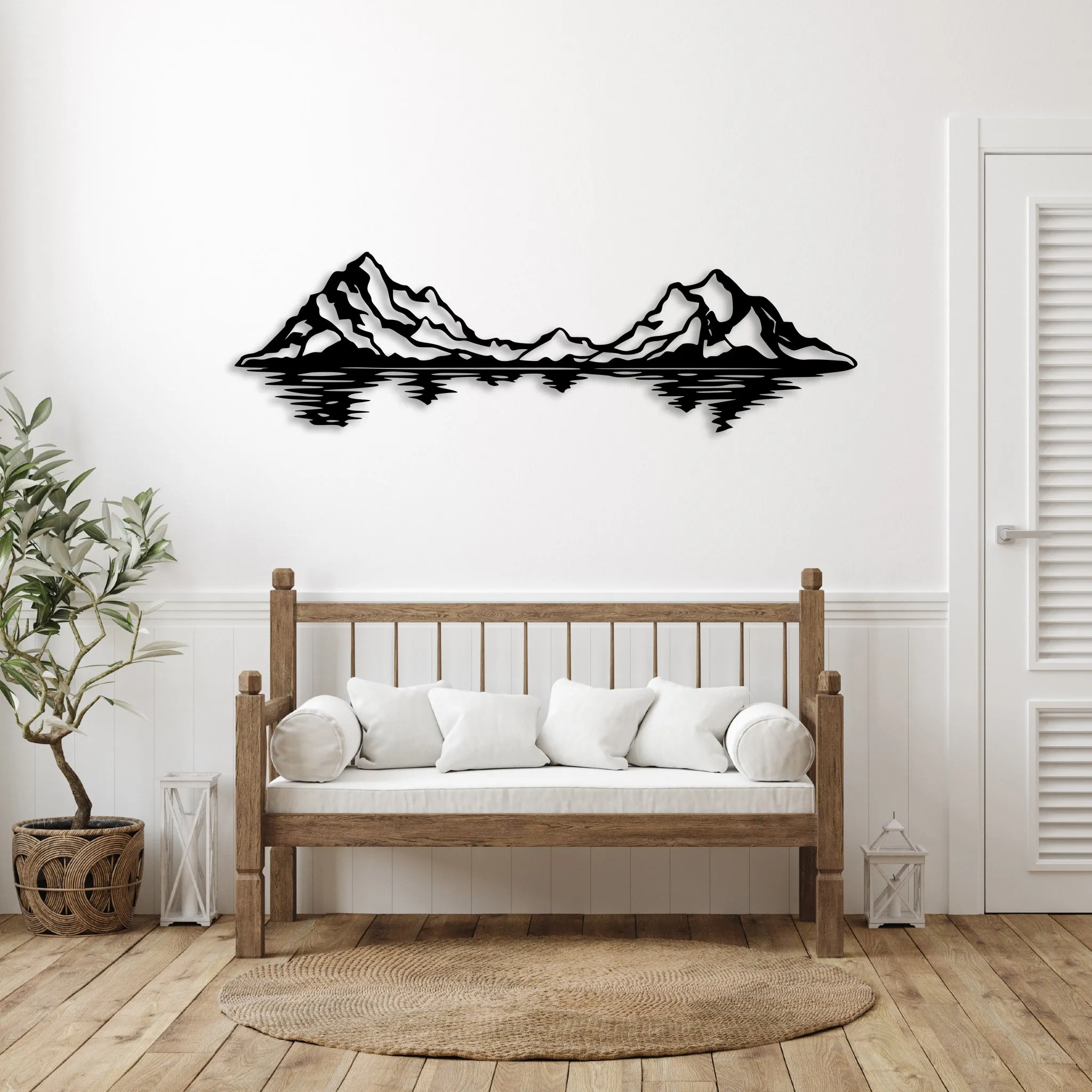 Mountain Range Reflection - Metal Wall Art