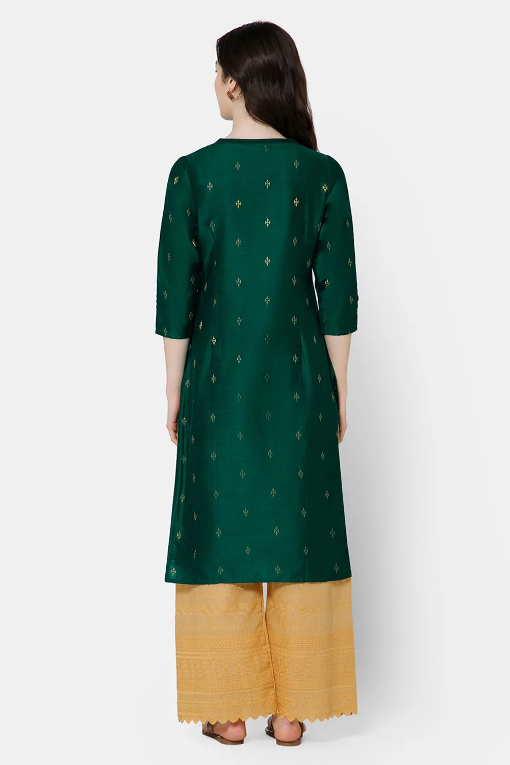 Mythri Women's Straight Ethnic kurta - Green - KU63