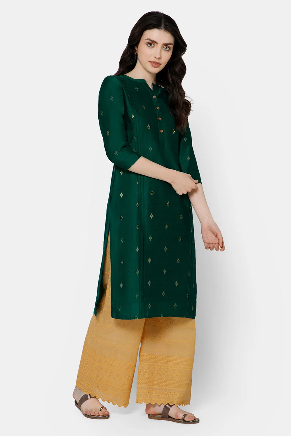 Mythri Women's Straight Ethnic kurta - Green - KU63