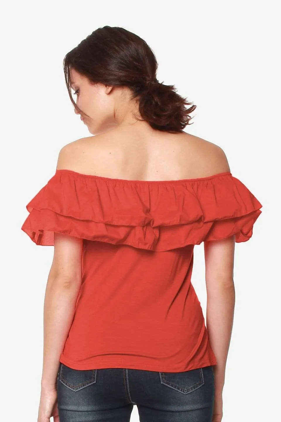 Off Shoulder Cacey Nursing Top Dark Coral