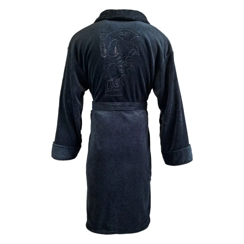 Official Sonic the Hedgehog Black Silhouette Adult Bath Robe - Cozy Dressing Gown for Fans