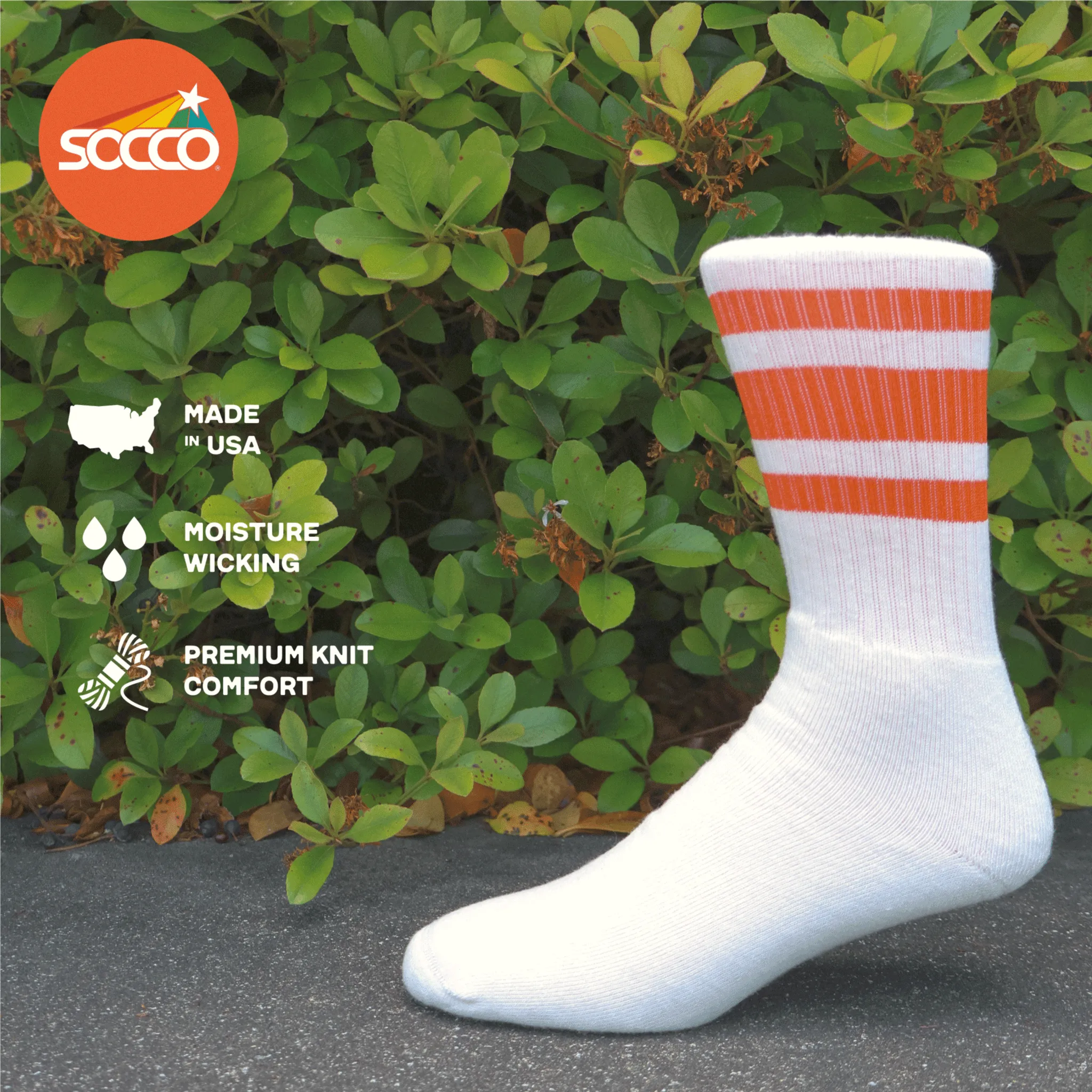 Orange Striped Socks | White