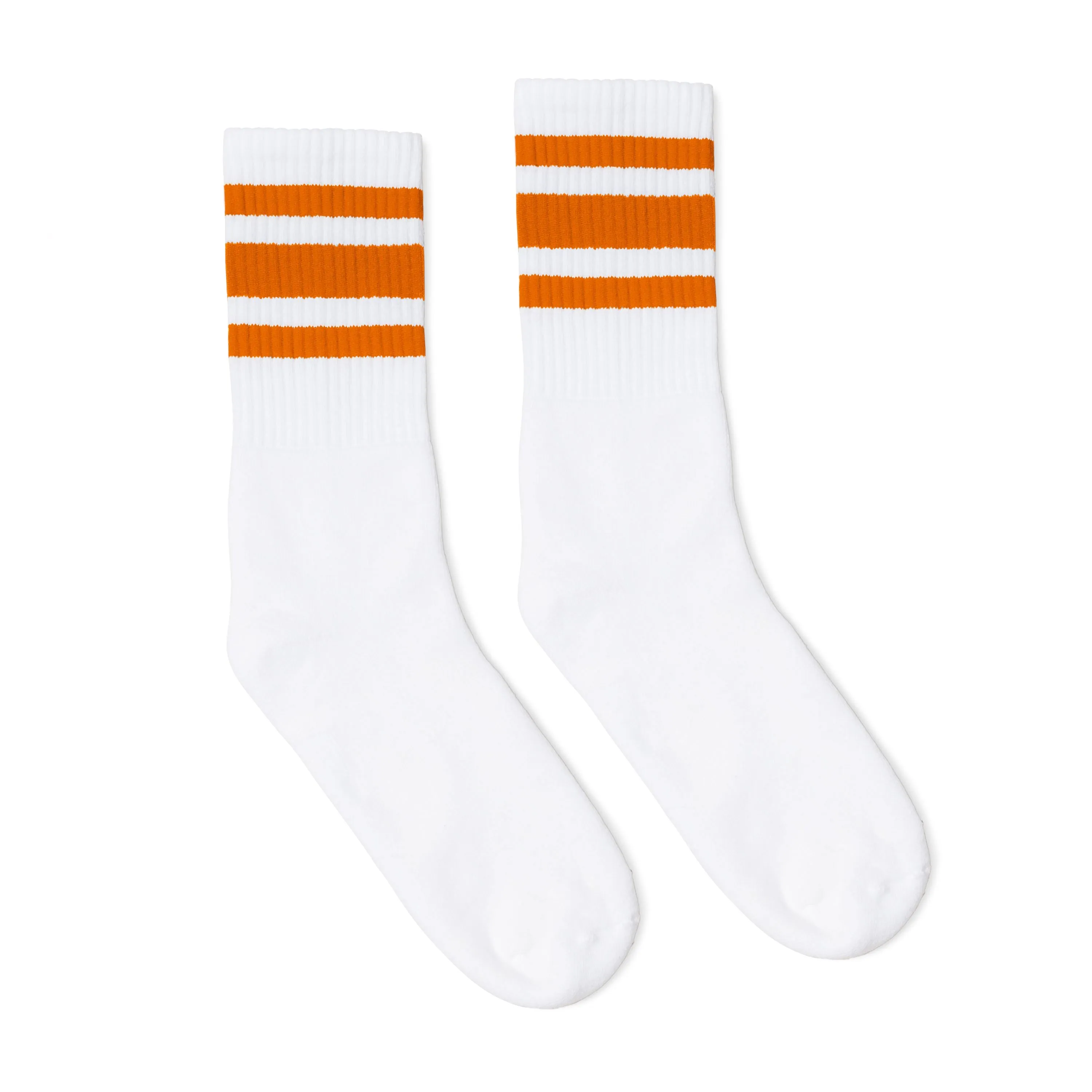 Orange Striped Socks | White