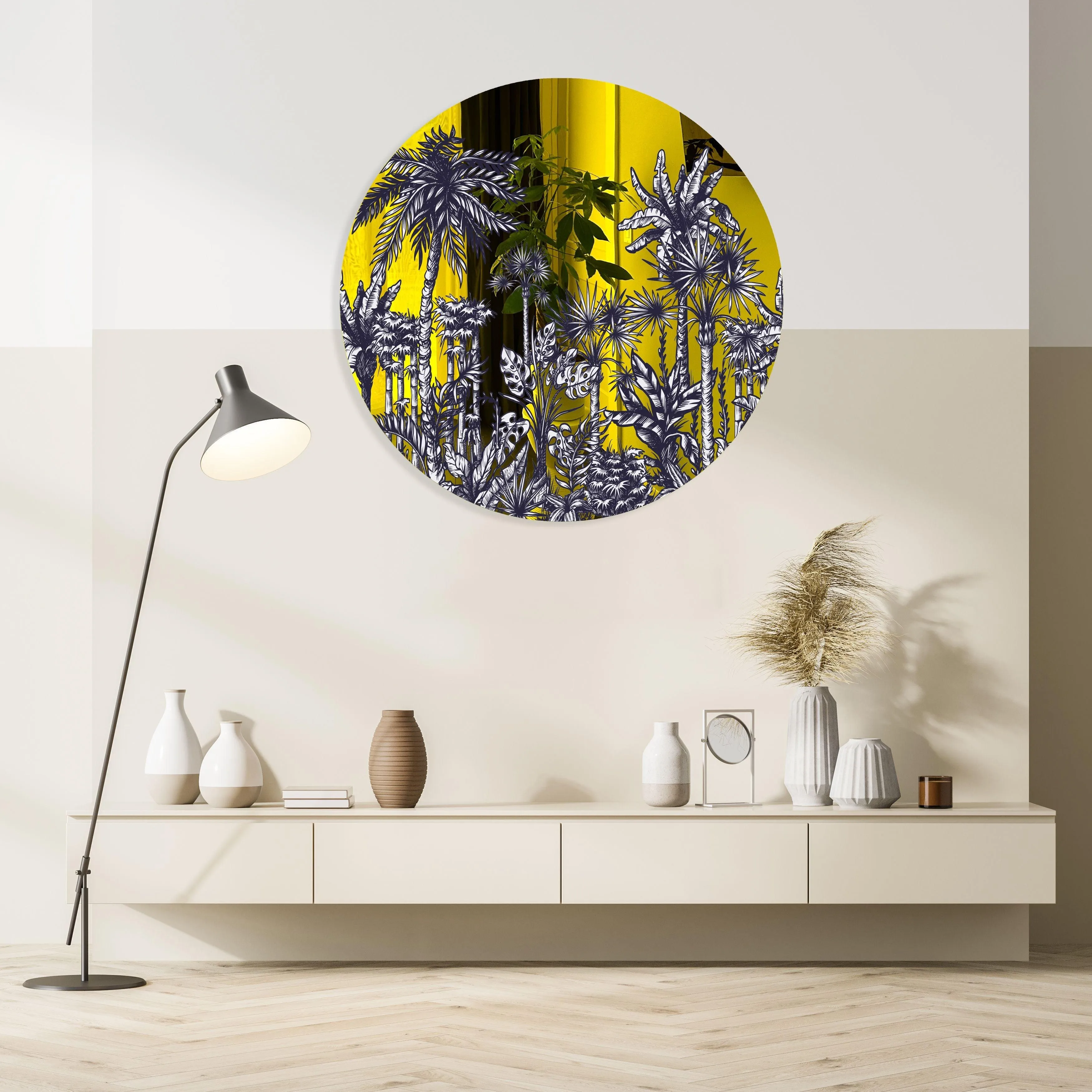 Palms Pattern Printed Mirror Acrylic Circles