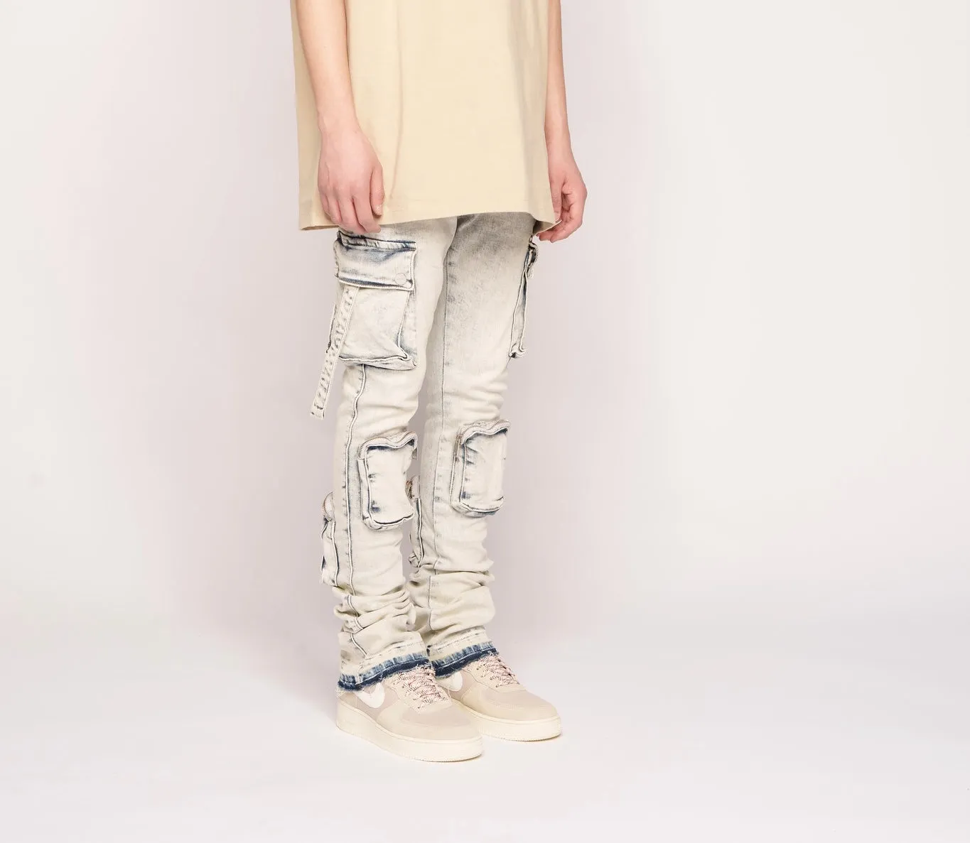 Pheelings - Never Look Back Cargo Flare Stack Denim