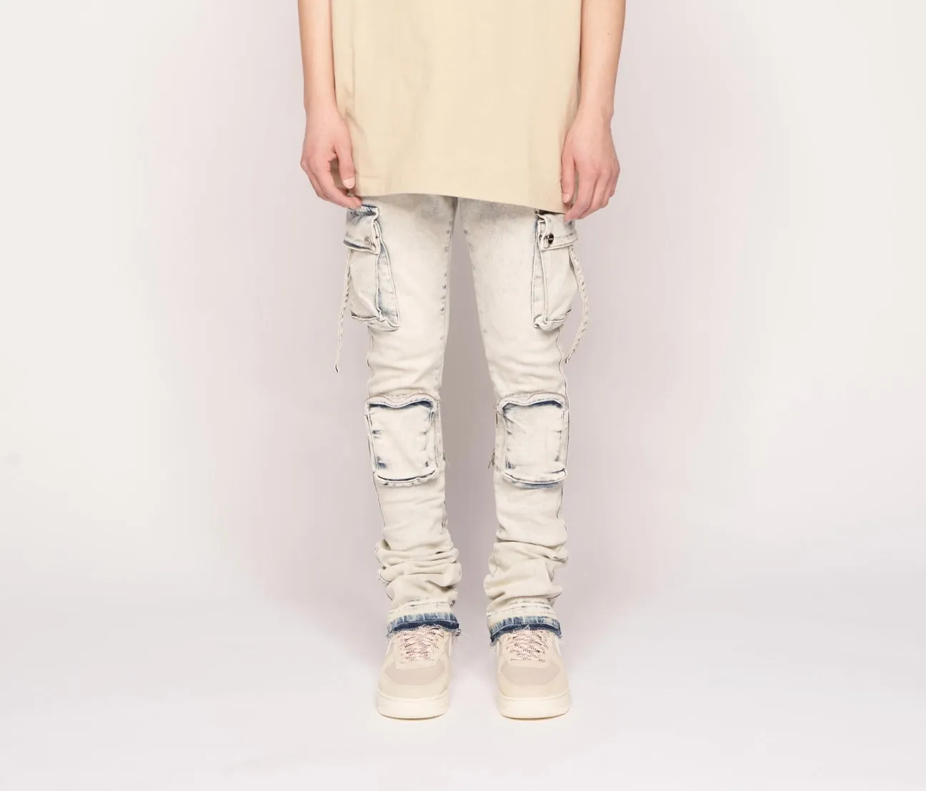 Pheelings - Never Look Back Cargo Flare Stack Denim