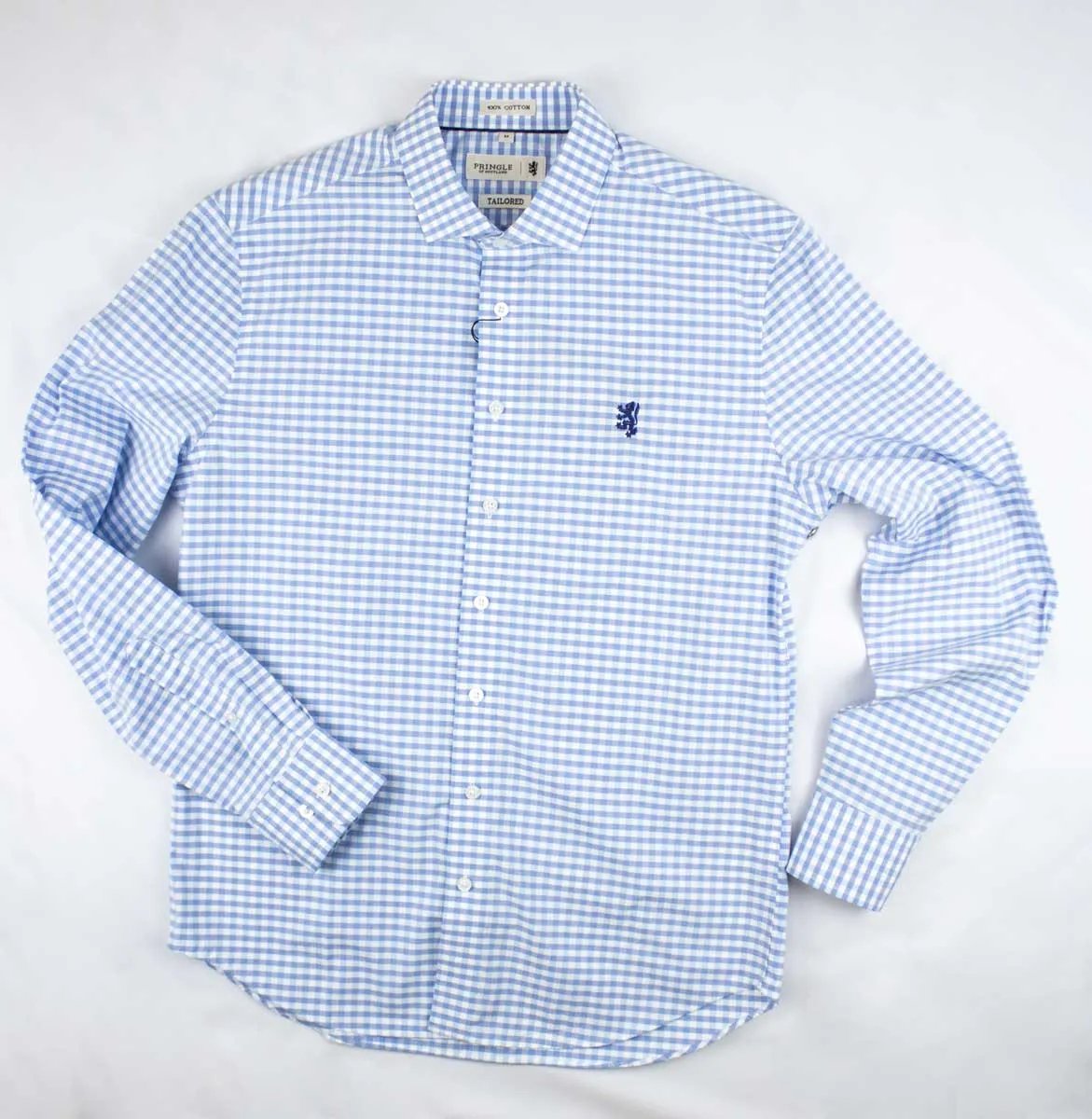 Pringle LS Blue Check Tailored Slim Fit Shirt