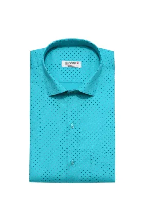 Punekar Cotton Blue Printed Pure Cotton Handmade Formal Shirt for Men's.